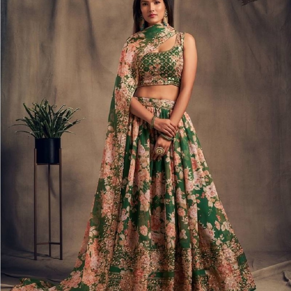 Green Organza Lehenga / Indian party wear